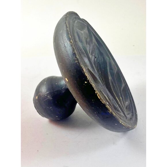 Antique Thistle Butter Print Press Mold Stylized Hand Carved Primitive - Picture 2 of 6